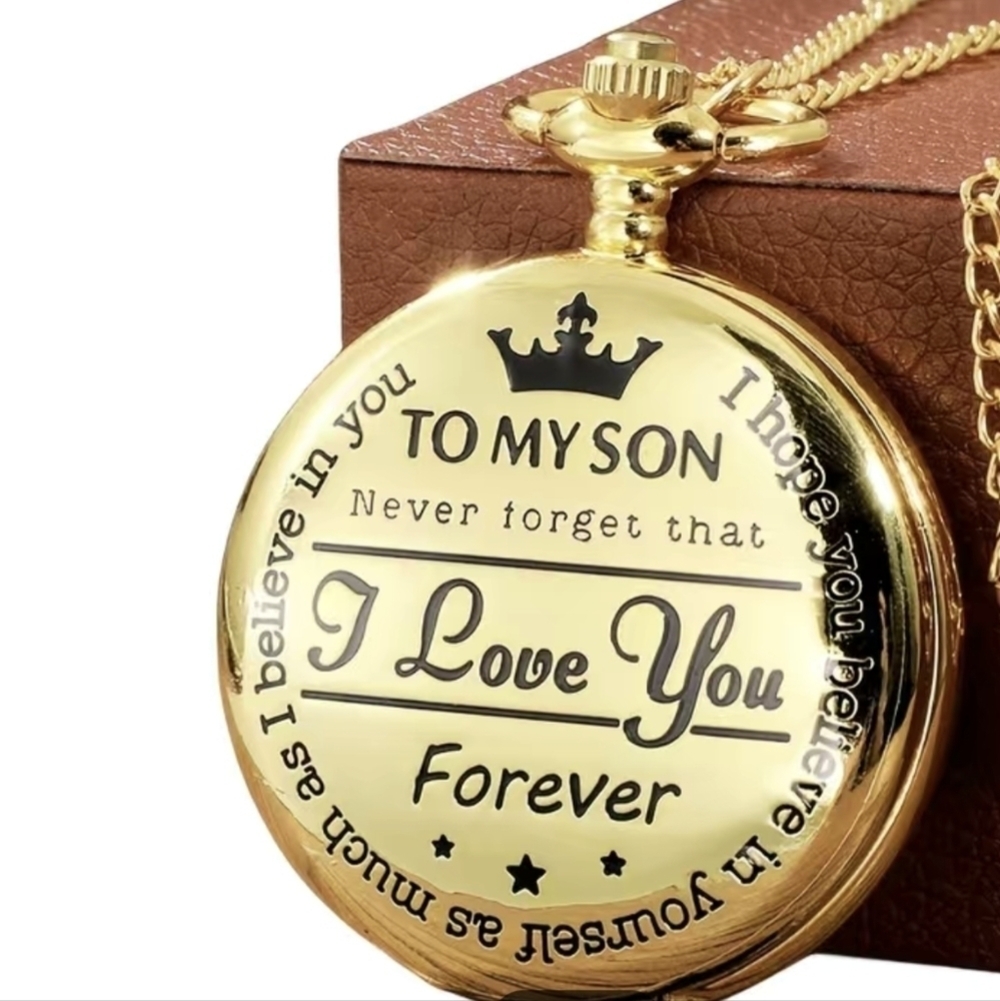 New Vintage "I Love You" Engraved Pocket Watch, Perfect Birthday Gift For Son